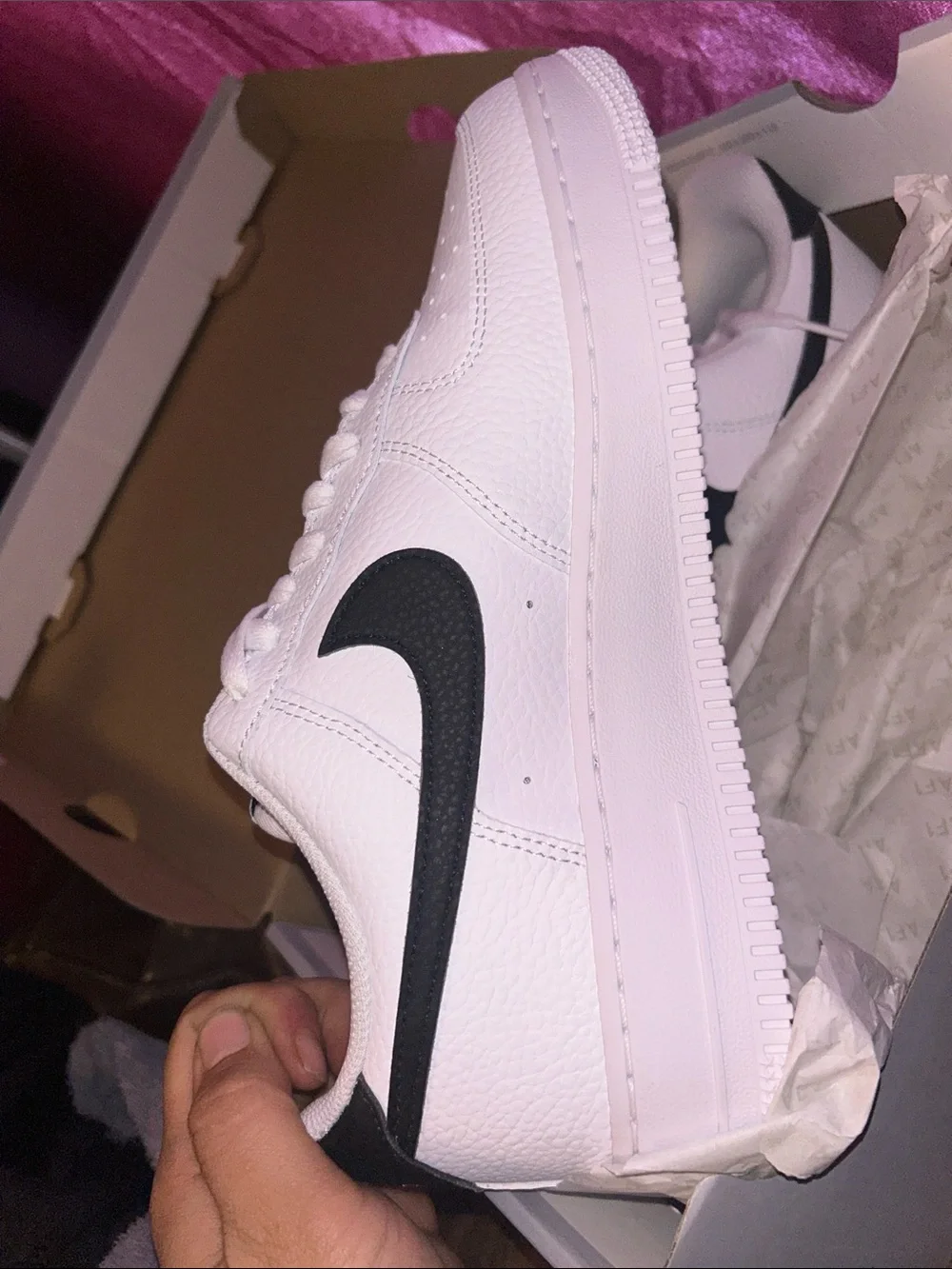 Nike White Leather Low-Top Sneakers with Black Swoosh
